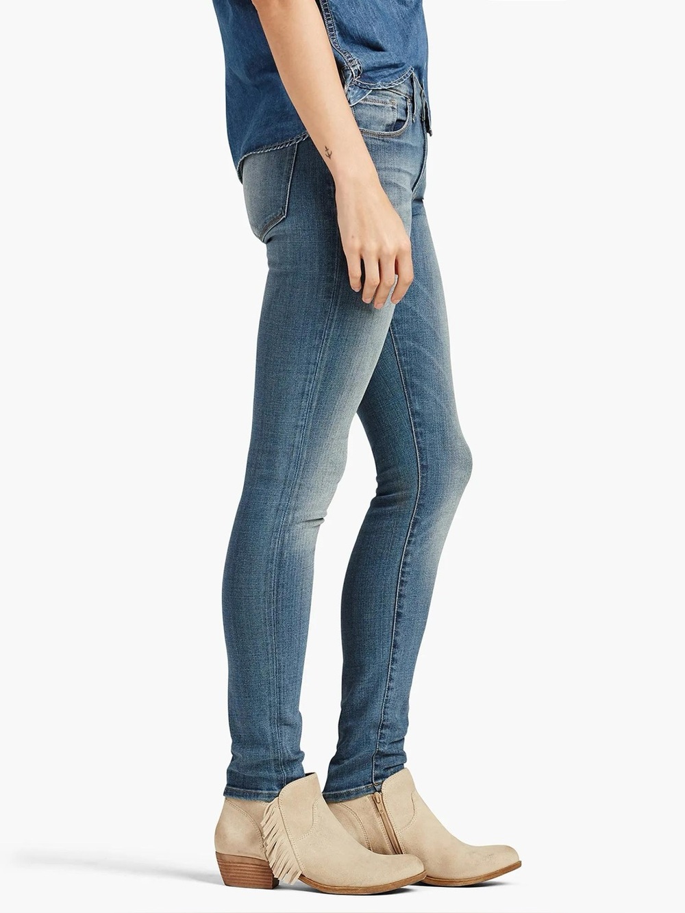 Lucky Brand Brooke Skinny Santa Rosa Faded Blue Jeans Size 10/30 Candiani Denim - Picture 3 of 13